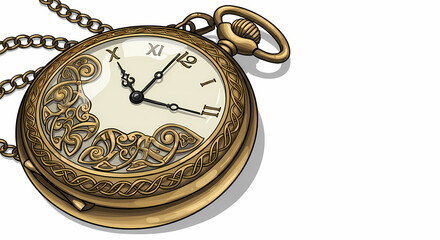 vintage pocket watch with a Celtic knot design