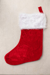 Christmas boot for gifts on St. Nicholas day top view