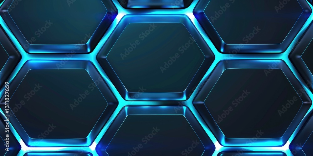 Poster dynamic blue hexagonal pattern digital space background design modern aesthetic abstract viewpoint