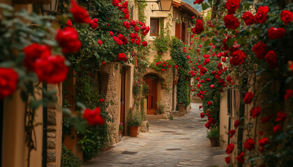 Naklejka premium Roses in a small town