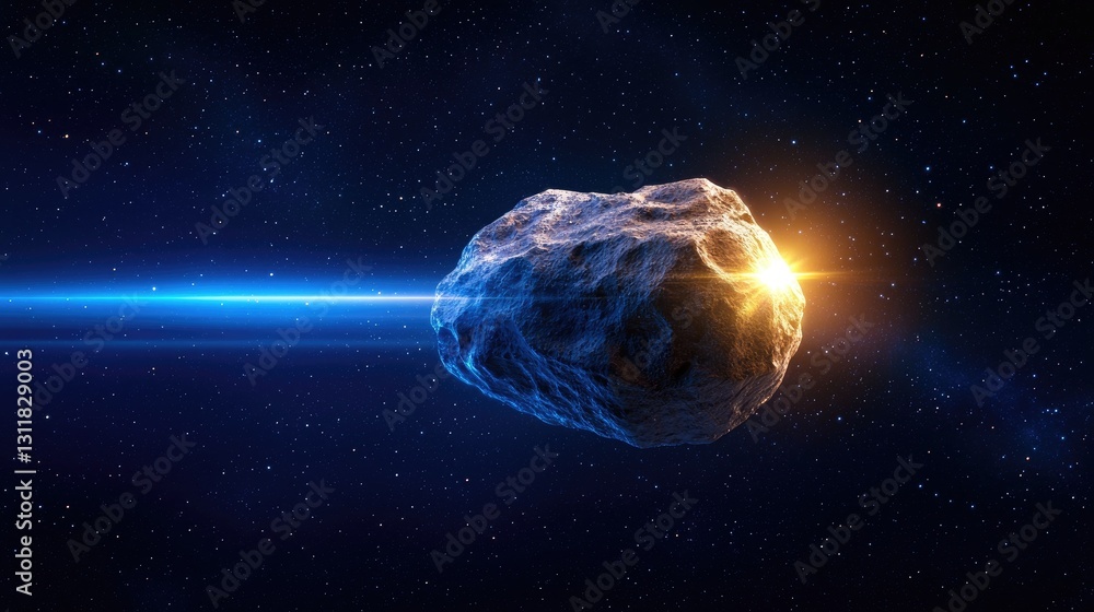 Poster asteroid collision event outer space digital art cosmic environment 3d viewpoint astrophysics concep