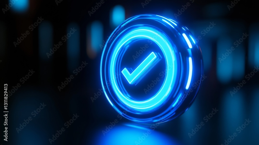Poster neon blue 3d rendered progress loading icon with sharp design