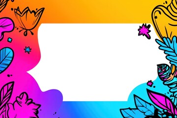Vibrant botanical frame with gradient backdrop, offering blank space for your creative needs