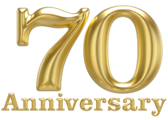 70 Anniversary Gold 3D Render