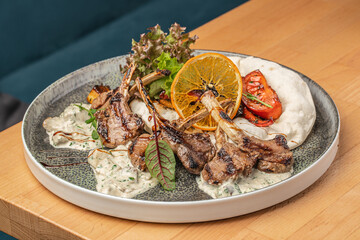 Oriental rack of lamb with roasted vegetables