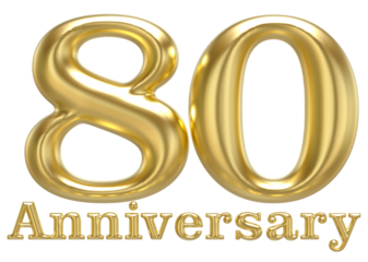 80 Anniversary Gold 3D Render