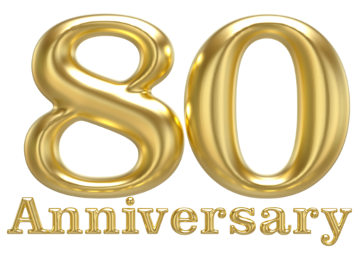 80 Anniversary Gold 3D Render