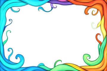 Naklejka premium Whimsical colorful frame with swirling organic forms against a plain backdrop