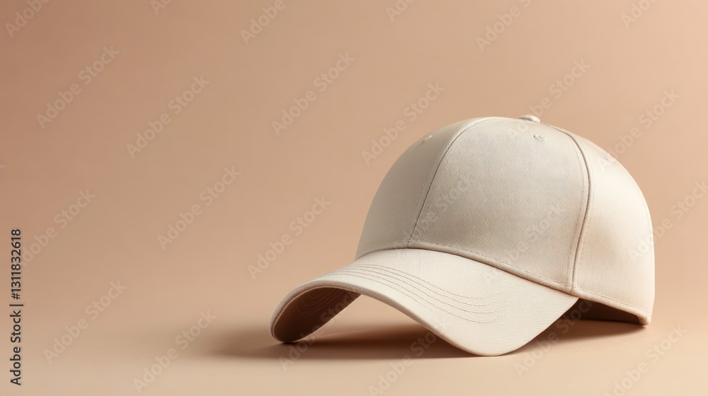 Poster isolated beige cap with zebra pattern on solid brown background studio shot