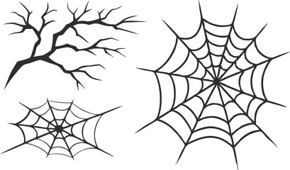 Abstract Black Neuron or Crack Patterns Set – Fractal Shapes for Science, Technology, and Medical Design