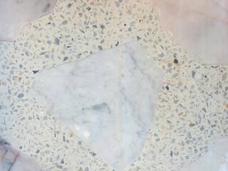 White Marble Pattern with Colorful Stone Aggregates and Texture