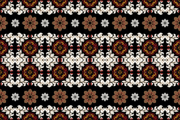 Oriental flora damask seamless pattern embroidery, art ornament print. 
Design for tile, carpet, cover, wallpaper, wrapping paper, fabric, clothing, bag, and decoration.