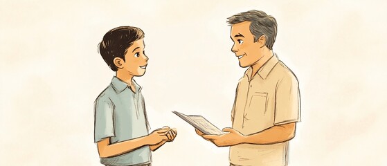 Professional Candid Picture of a Boy Talking to Parent or Teacher - Communication and Relationship Building