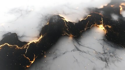 A marble texture with dramatic black and gold veins on a white base.