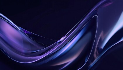 Fototapeta premium flowing glass wave with futuristic neon purple and blue reflections on a dark background, abstract fluidity, modern design