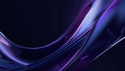 Obraz premium flowing glass wave with futuristic neon purple and blue reflections on a dark background, abstract fluidity, modern design