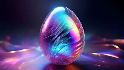 A dynamic explosion of colorful Easter eggs in a futuristic holographic style, with vivid, glowing details and a high-energy, tech-inspired aesthetic.
