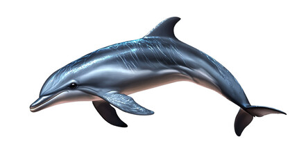 "A fish dolphin in mid-motion, isolated on a transparent backdrop.