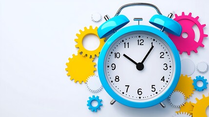 Clock with gears showing time management concept