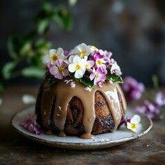 Festive Christmas Pudding with Cute Floral Decoration