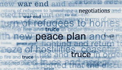 Peace plan and war end news titles illustration
