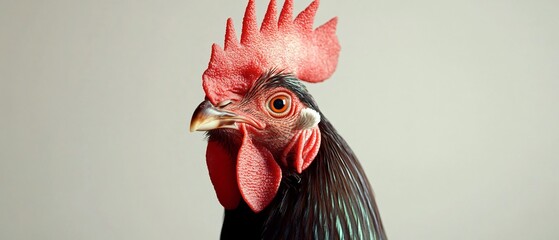Professional Close-Up Rooster Portrait on White Background for Design Projects