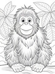 Obraz premium Coloring book page orangutan