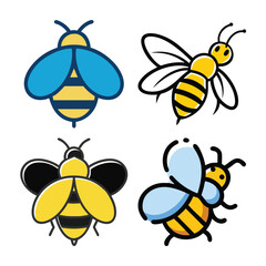 Cute Cartoon Bee Illustration Set