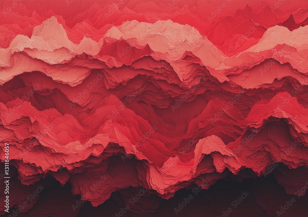Poster red waves and dynamic shapes blend to create a unique textured background composition