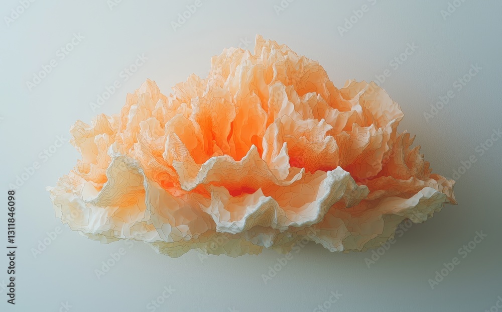 Poster an abstract background with a folded textile ruffle and abstract curves, this 3d rendering is ideal 