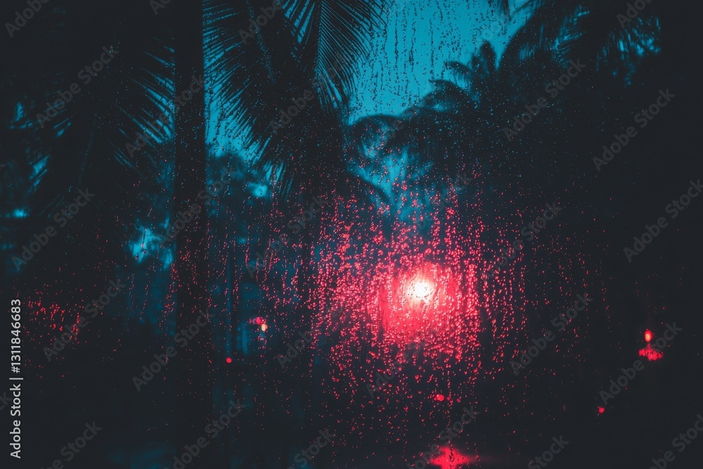 Poster an abstract background featuring a green palm leaf pattern texture provides copy space for graphic d