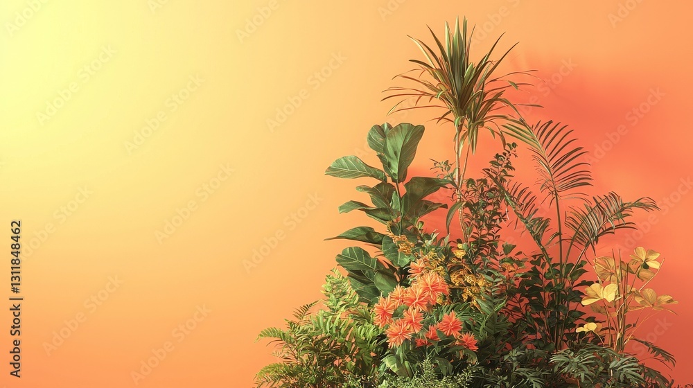 Poster an abstract business background is created through the arrangement of yellow and orange 3d shapes in