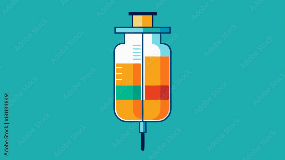 Poster syringe with dual compartments an illustration showing a syringe with two sections – one filled with