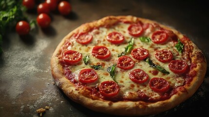 Pizza with Mozzarella and Fresh Cherry Tomatoes