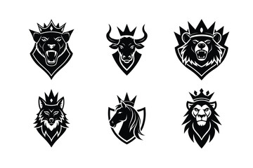 Obraz premium animal head icon set 