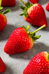 Organic Raw Red Long Stem Strawberries