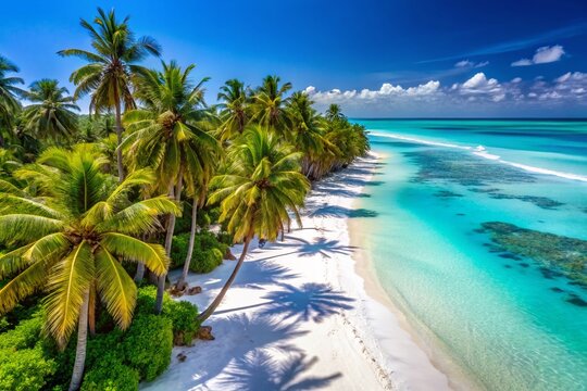 Zanzibar Bwejuu Beach: Turquoise Waters & Palm Trees - East Coast Landscape Stock Photo