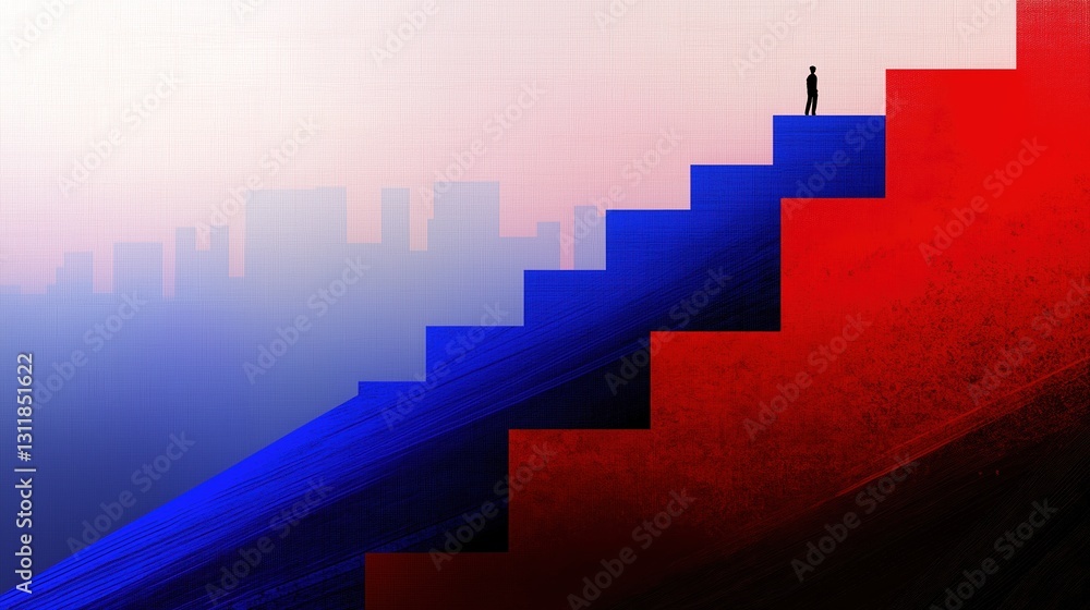 Poster digital fortress concept in cybersecurity with steps symbolizing balance and progression in a virtua