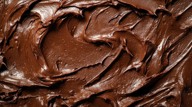 Rich creamy chocolate frosting texture for desserts and baking