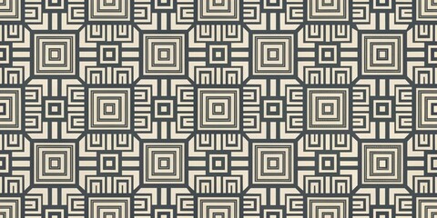 Abstract Geometric Square Pattern Design Featuring Interlocking Lines and Shapes in Muted Tones
