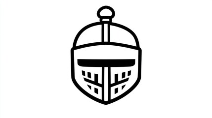 Obraz premium Medieval Knight Helmet Illustration, Graphic Design, Symbolic, Background White. Possible Use Stock Photo for Gaming, Historical Education