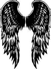 Obraz premium SVG vector features classic demons and eldritch entities. Elegant Black Wings Illustration for Artistic Use