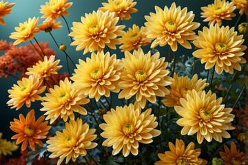 Obraz premium there are many yellow flowers in a vase on the table