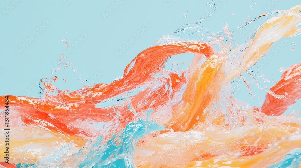 Poster this abstract image elegantly showcases curved glass in 3d, adorned with a multitude of colorful ref