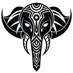 black and white tattoo of an elephant