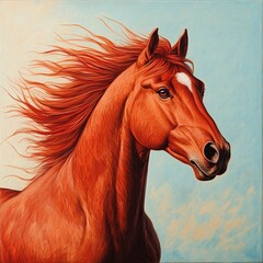 Obraz premium Portrait of beautiful red horse