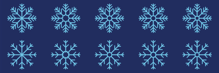 Snowflake  set of black backgroundSnow-flakes winter collection, snowfall vector illustration 