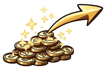 Golden Coins Stacked with Arrow Indicating Growth and Success
