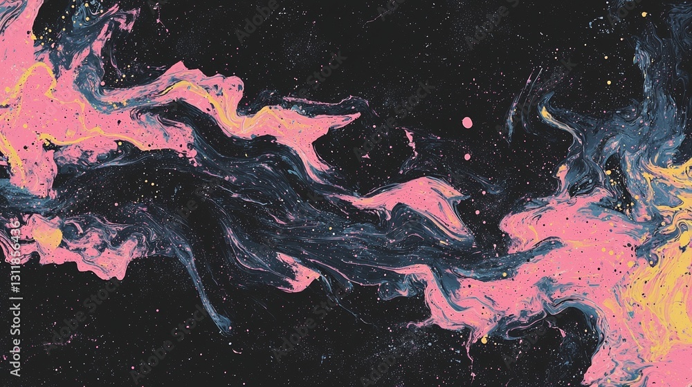 Aufkleber the background features a vibrant abstract design comprising numerous dots and lines, predominantly 