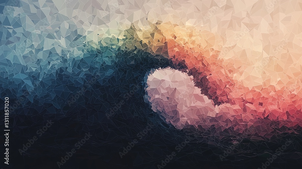 Poster the combination of colorful geometric shapes with a gradient that shifts from yellow to blue creates